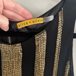 Alice + Olivia Black and Gold Tank Top